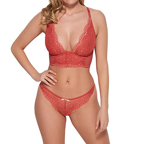 Gossard Women's Superboost Lace Deep V Bralet, Orange (Cinammon), 32Ff #TOP2