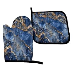 Blue Gold Marble Print