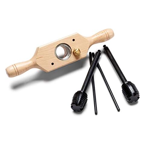 Kings County Tools Tap and Die Set | 1 Inch Size | Cuts Male & Female Wooden Threads | Two-Handed Thread Box | Bottoming Tap | Long-Lasting Hardwood | Aluminum Wear Fittings Cover