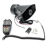 Rockmoon Car Siren Horn 7 Tone Sound Siren Police Mic PA Speaker Car System Emergency with Microphone Amplifier-100W Emergency Sound Electric Horn-12V, black