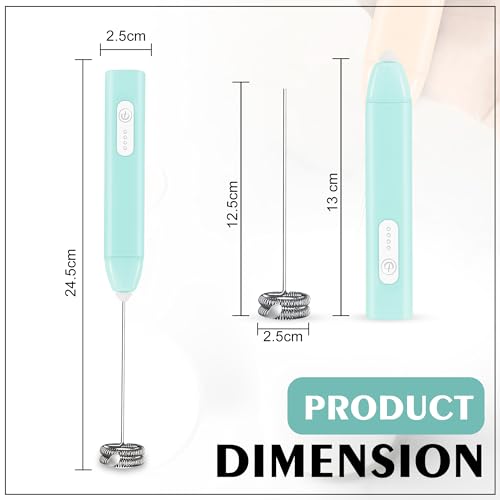 Image of GLUN Portable Coffee Frother Vibe Greenish Blue Colour 1 Piece, Type-C Port Rechargeable Handheld Milk Frother with 2-Layer Detachable Steel Whisk, Fast Foam Maker for Latte, Cappuccino & Coffee