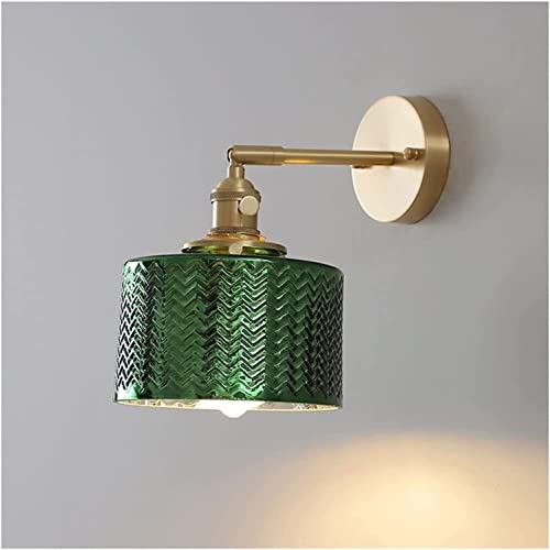 Aplique de pared premium WQHPLMD en latón retro y vidrio corrugado de alta gama