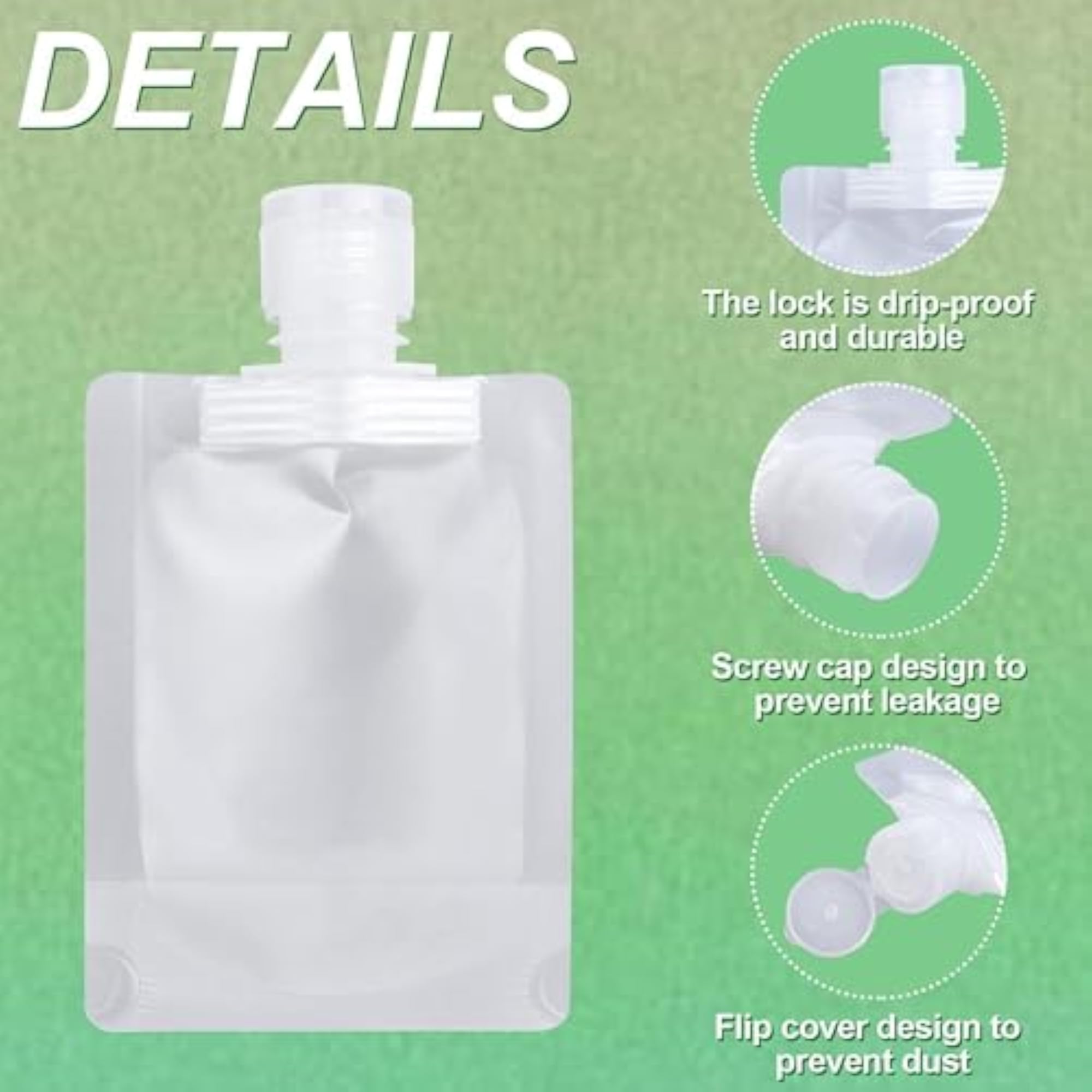 Travel Squeeze Pouches, Refillable Containers Pack of 3