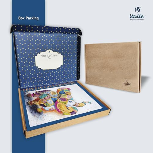 Image of VESTTA -ELEGANCE REDEFINED, B5, Hard Bound Notebook Diary, 7(L) X 9.75 (H) Inches, Gold Wiro Binding, Undated, 90 GSM paper, 192 Ruled Pages (Madhubani Folk Art Series 1)