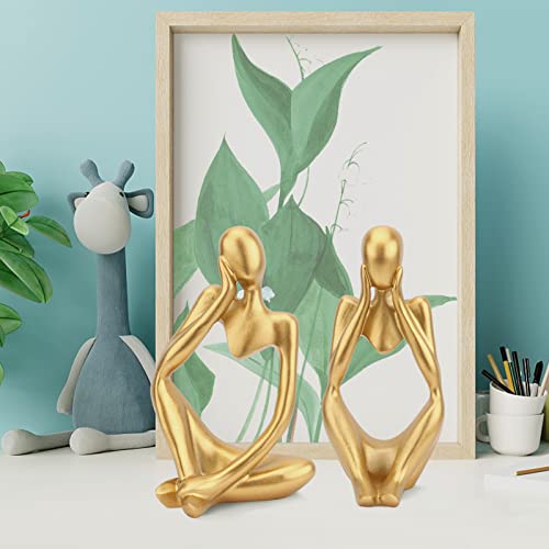 Abstract Sculptures, 3 Pieces Resin Figure Statue, The Thinker Statue, Statues And Sculptures For Home Office Desk Desktop Shelf (Gold) #TOP5