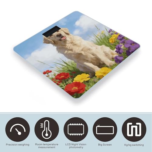 Báscula digital beige para baño con vidrio templado miniatura 3
