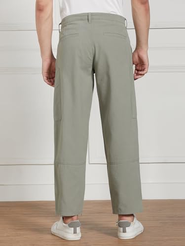 Image of Dennis Lingo Men Cotton Lycra Solid Stretchable Cargo Trousers