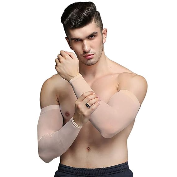 UV Protection Arm Sleeves for Men & Women ? Compression Cooling Sleeves for Sports, Tattoo Cover, Sunblock ? 1 Pair (Black, White, Pink, Skin Orange)-image-10