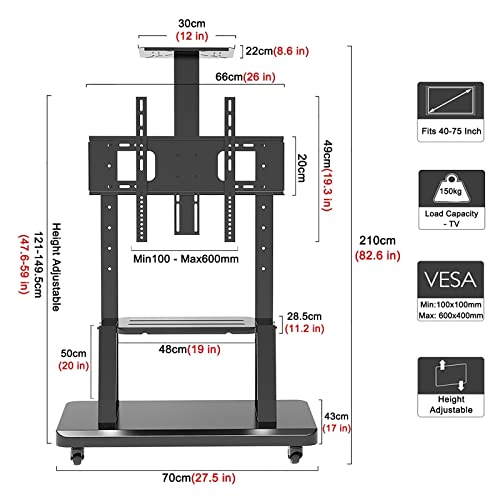 Soporte para TV con ruedas robusto para pantallas de 40 a 75 pulgadas miniatura 2