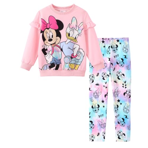 Image of Disney Frozen Minnie Mouse Stitch Princess Fall Toddler Girl Outfit 2 Piece Girl Clothes Long Sleeve Sweatshirt and Leggings
