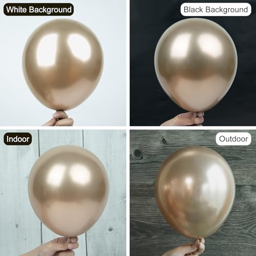 Image of Ouddy Party 129Pcs Chrome Gold Balloons Arch Garland Kit in 18 12 10 5 Inch | Different Sizes 6Pcs 18 inchChampagne Metallic Golden Balloons for Birthday Wedding Anniversary Baby Shower Party Decorations