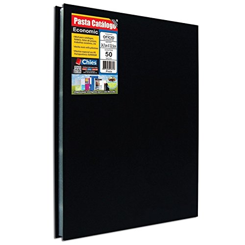 PASTA CATALOGO ECONOMIC PRETA 50 SACOS COM COLCHETE OFICIO CHIES