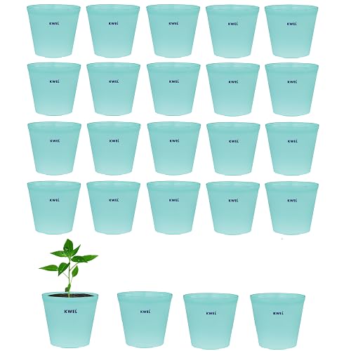 Image of KWEL N Pot for Home Garden Planters for Outdoor Balcony and Nursery Flower Planting Pots Aqua Green Color 4 Inches Pack of 24