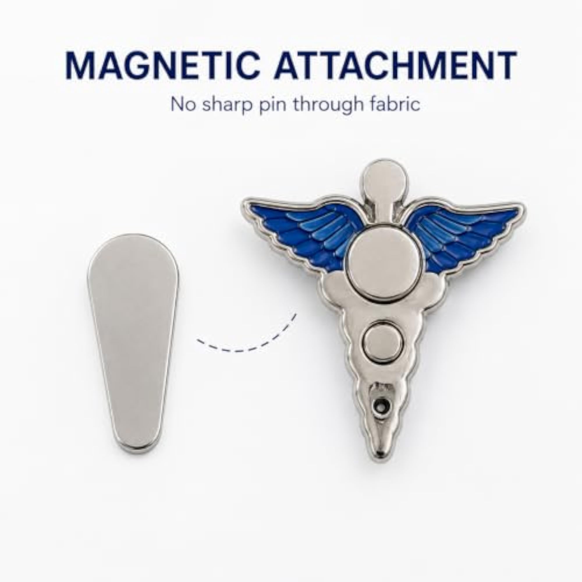 Doctor Magnetic Coat Pin with Crystal Accent, Blue Emblem
