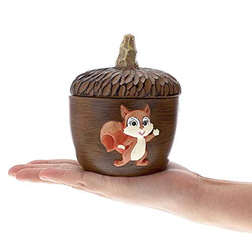 Bstkey Resin Acorn Figurine Home Sculpture With Squirrel Decor, Trinket Box Small Decorative Box With Lid, Table Sundries Nuts Candy Snack Container Storage Art Decor Box, Light Brown #TOP6