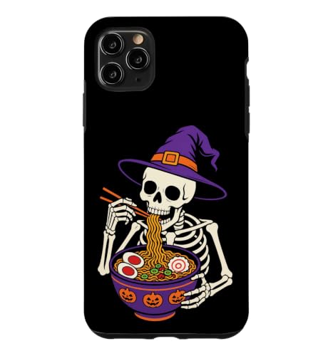 Halloween Skeleton Ramen Noodle Bowl Witch Hat Funny Foodie Case for iPhone 11 Pro Max
