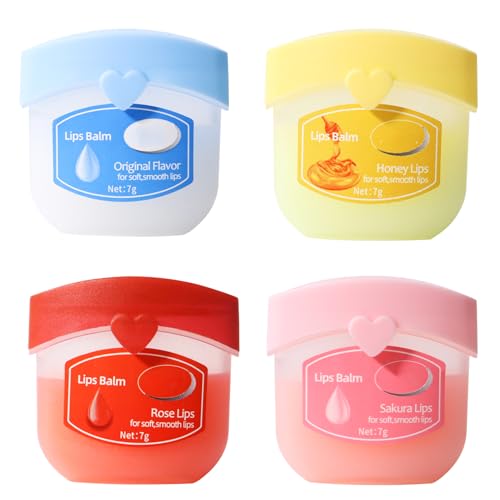 EOGRFW 4 Stück Hydrating Lip Balm Set,Feuchtigkeitsspendende Lippenmaske Set,Pflegender Lippenbalsam,Lip Sleeping Mask,Lippenbalsam Lippenpflege für Verblassende Lippenlinien