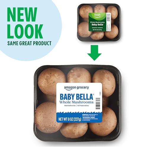 Amazon Grocery, Whole Baby Bella Mushrooms, 8 Oz