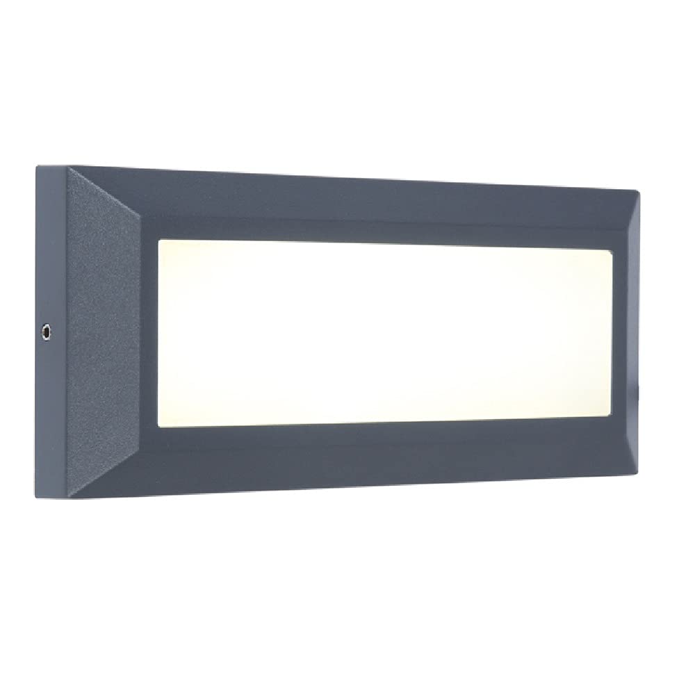 Britalia Plain Diffuser Anthracite Outdoor Led Modern Surfaced Mounted Brick Wall Light | 10W 400 Lumen 4000K Cool White | 230Mm X 101Mm | Ip54 Rated | 240V | Heavy Duty Aluminium |