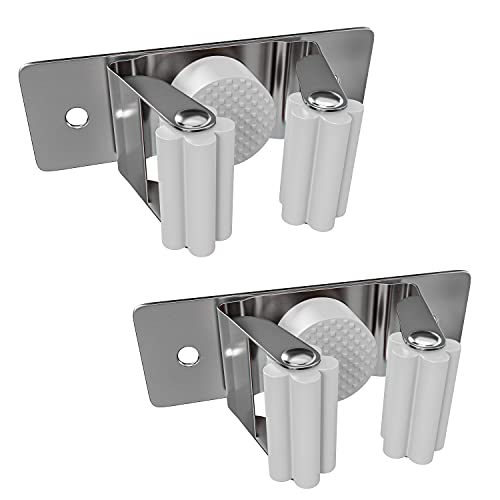 Sayoneyes Screw And Adhesive Broom Holder Wall Mount - Heavy Duty Sus304 Stainless Steel Single Broom And Mop Holder For Laundry Room, Garden, Garage – 2 Pack (Grey) #TOP10
