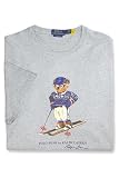 Polo Ralph Lauren Mens Preppy Skiing Polo Bear Short Sleeve Tee T-Shirt, (Heather Grey, X-Large)