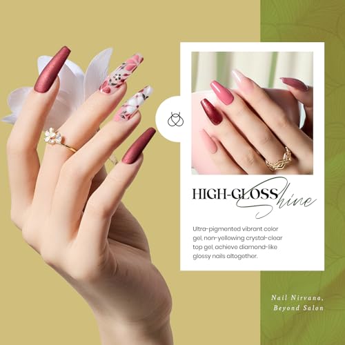 Image of Beetles Fall Gel Polish Set - 20 Colors Nude Brown Shimmer Gel Nail Polish | Chocolate Red Green Blue Glitter with Base &Top Coat, Soak Off UV Needed DIY Home Manicure Kit Gif for Women