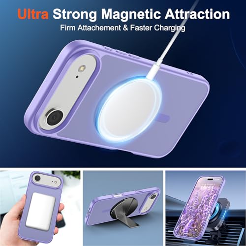 Image of SUPFINE Magnetic for iPhone Air Case (Compatible with MagSafe)(Military Grade Drop Protection) Slim Translucent Matte Shockproof with Anti-Fingerprint Phone Cover for 17 Air,Purple