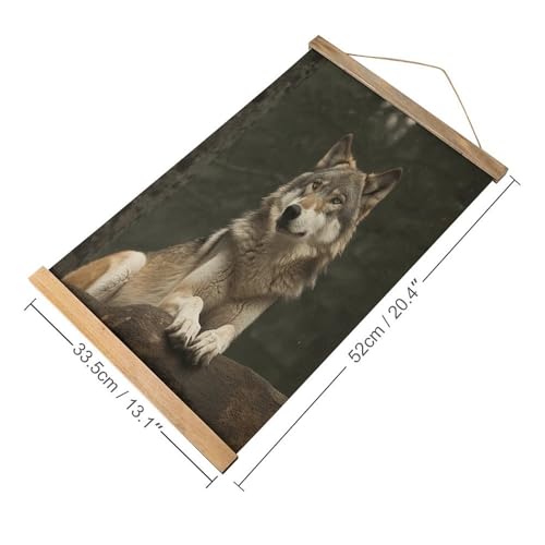 Pintura de lobo gris FekiLoot para renovar paredes vacías del dormitorio 2