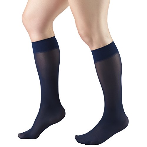 Image of Truform Sheer Compression Stockings, 8-15 mmHg, Women's Knee High Length, 20 Denier