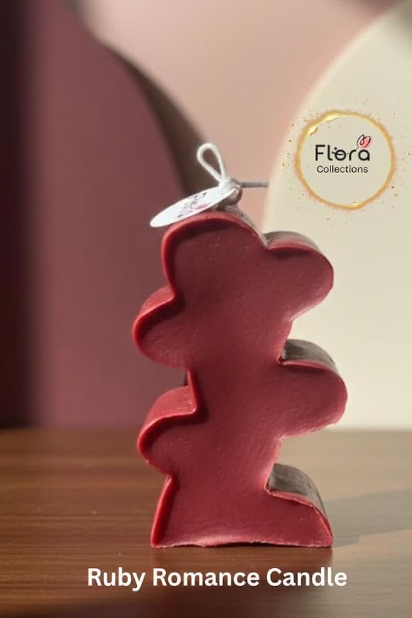 Ruby Romance Heart Pillar Candle, Handmade Soy & Beeswax Blend