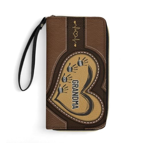 Personalized Grandma's Little Sweethearts Wallet-Loving Gift For Mother Grandma From Grandkids,Customized Name Cartoon Image