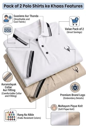 Image of Lymio Polo T Shirt for Men | Men Casual T-Shirt | Polo Available in Combo Pack of 2 (Polo-40-43)