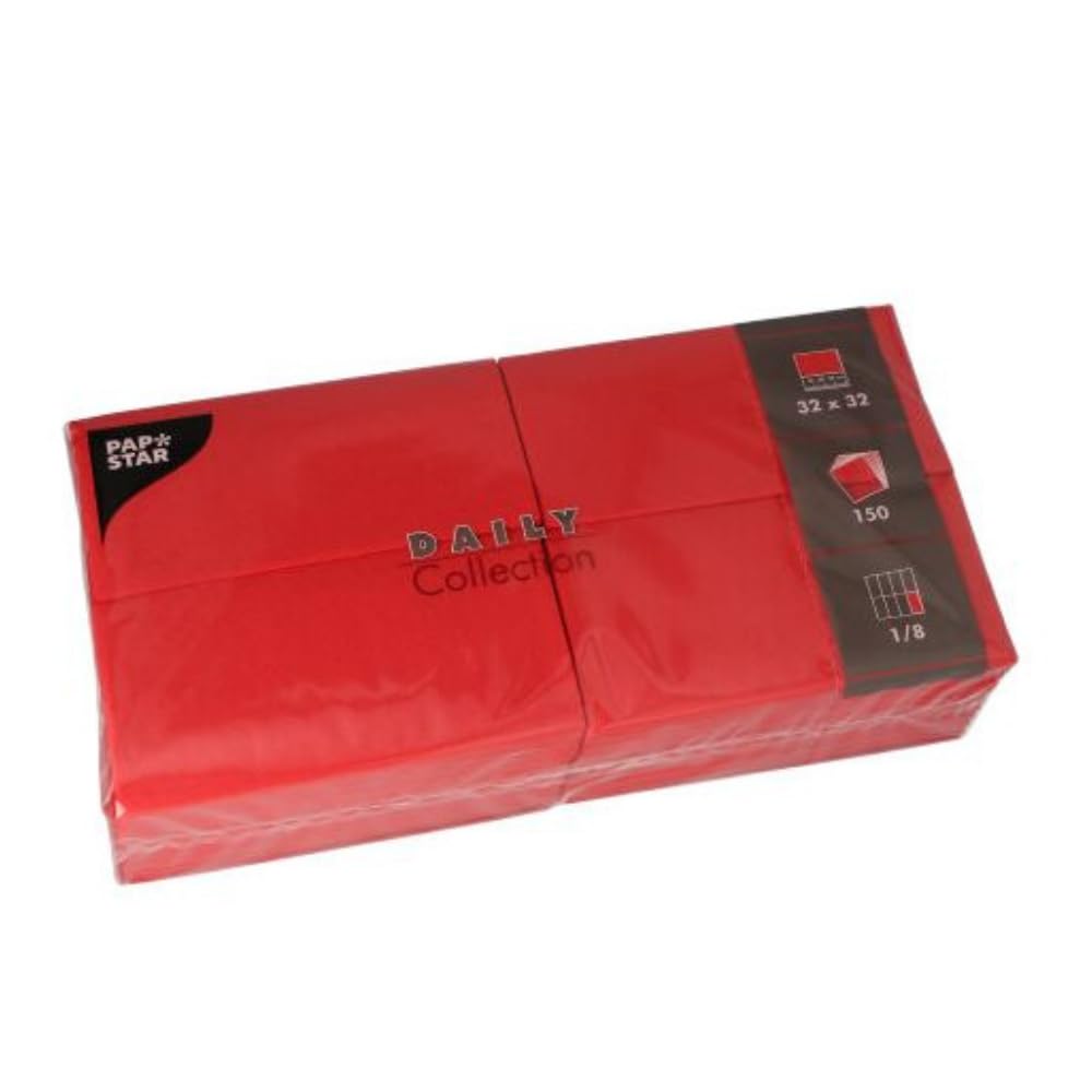 PAPSTAR 150 Napkins 'Daily Collection' 1/8 Fold 32 cm x 32 cm Red