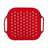 Instant Pot Accessory Official Air Fryer Silicone Tray, One Size, Red - Reusable, Non-Stick, Heat Resistant, Food-Grade Silicone, Dishwasher Safe, Ideal for Crispy Chips, Fries, Wings, Toast, and More