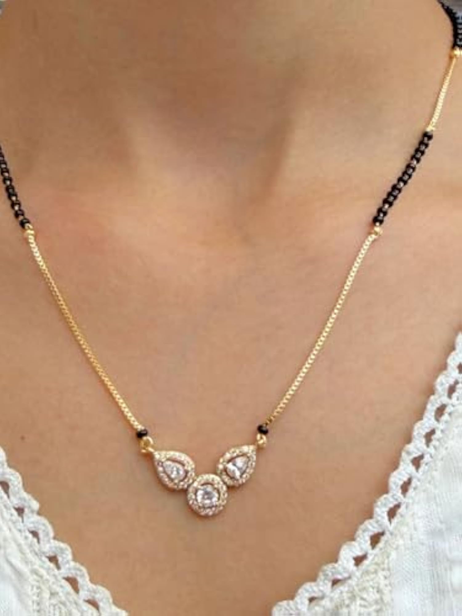 Women's Mia Plated Artificial Stones & Beads Mangalsutra 2.0, Modern Charm