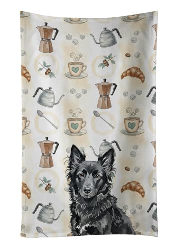 Caroline's Treasures MUDI Coffee Bar Kitchen Towel Velour Plush Front and Cotton Loop Back Machine Washable