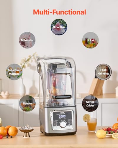 Image of VEVOR Blender for Smoothies, 85 oz 1400W, Professional Blender with Powerful Motor, Multi-Functional Food Processing with Noise Cover for Smoothie /Milkshake /Juice, Fits for Kitchen