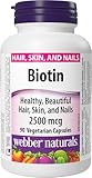 Webber Naturals Biotin, 2500 mcg of Biotin Per Capsule, 90 Capsules, Supports Healthy Hair, Skin & Nails, Vegan