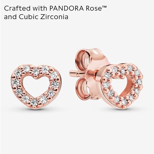 PANDORA Open Heart Stud Earrings - Stunning Women's Earrings - Gift for Her - 14k Rose Gold & Cubic Zirconia - With Gift Box4