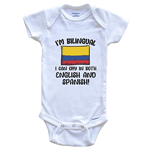 I'm Bilingual I Can Cry in Both English and Spanish Funny Colombian Flag Baby Bodysuit - Colombia