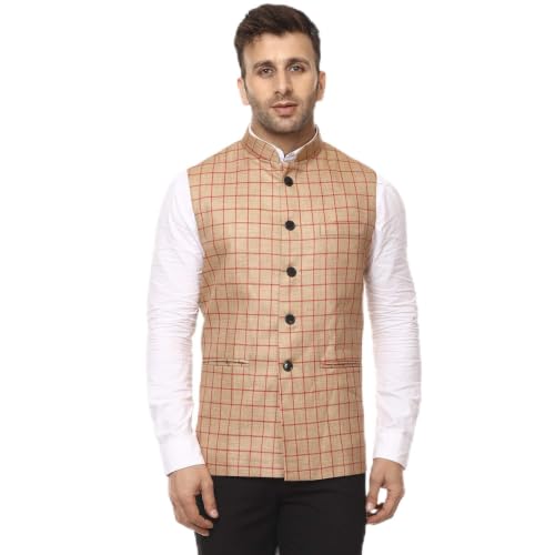 Image of Veera Paridhaan Men's Poly Cotton Jute Nehru Jacket