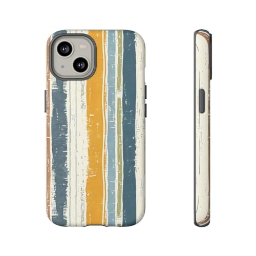Coque rigide mate iPhone 14 motif rayé en lin rustique pour éviter les rayures