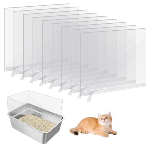 IANFAN 8 Psc Cat Litter Box Pee Shields, Open Top Litter Pan Splash Guard Privacy Screen Transparent Easy Clean 15" x 11.5" -Box Not Included