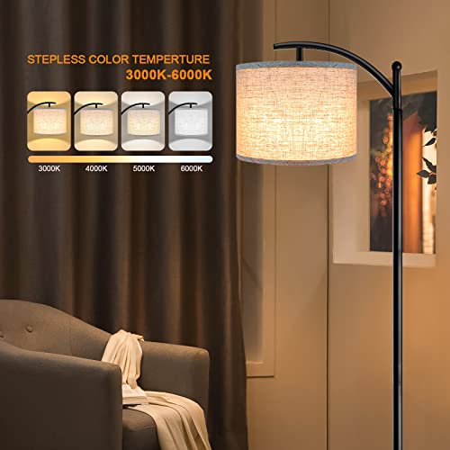 Floor Lamp for Living Room, 4 Color Temperature LED Floor Lamp with Remote Control & Foot Switch, LED Bulb Included, Modern Standing Lamp for Bedroom, Study Room, Office - Black