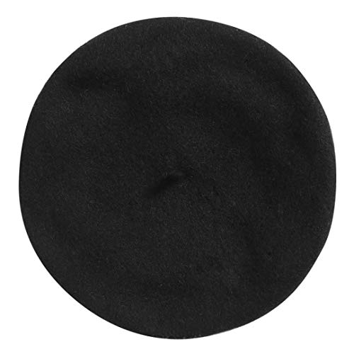 Zhwnsy Berets For Women Wool French Beanies Hat Solid Color Lightweight Casual(Black) #TOP4
