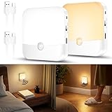 daphomeu 2Pcs Veilleuse LED Rechargeable avec Détecteur de Mouvement, Lampe Sans Fil pour ...