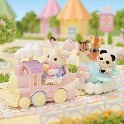 Sylvanian Families - Le Petit Train des Nuages - 2 Figurines Incluses - Plongez dans l'univers de la Famille Sylvanian - Figurines Miniatures - Jouet Enfant 3 Ans et + - 5819