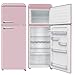 Wolkenstein Retro Kühl-Gefrierkombination WGK218RT SP Pink | 50er Jahre Retro Look| Nutzinhalt 208L l 4**** Gefrierfach l Höhe 147cm l Kühlteil 160L l Gefrierteil 48L l 184 kWh l [Energieklasse E]