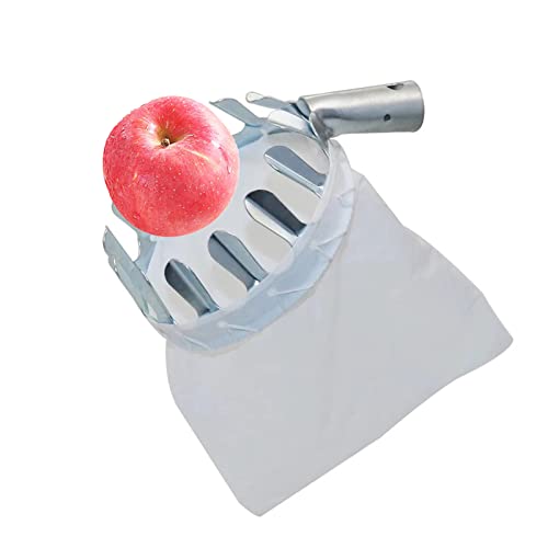 Obstpflücker, Durchmesser 14 cm Obstpflücker Kopf mit Baumwolltasche, 25mm Stangen Loch, Obstsammler zum Ernten von Äpfeln, Birnen, Orangen, Kirschen, Pflaumen und mehr