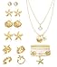 MEDOJO 17 Pcs Beach Jewelry for Women Seashell Starfish Earrings Rings Boho Summer Beach White Anklet Set Summer Jewelry Set